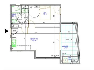 À Saint-Paul, appartement de 38.87m2 en location