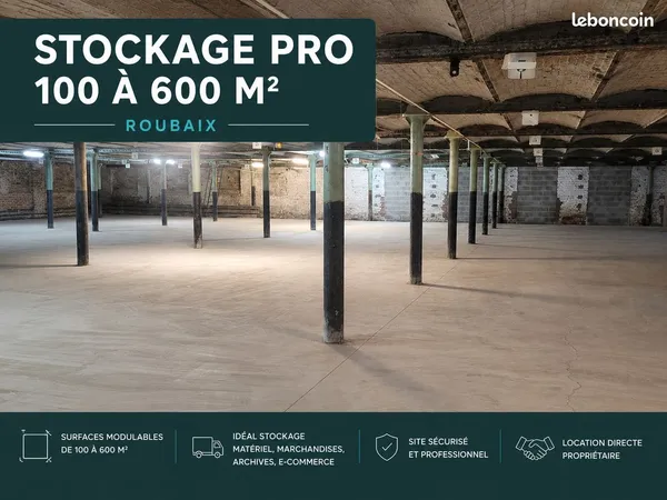 Stockage professionnel 100 à 600 m² - Roubaix