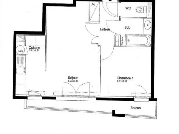 2 Pièces 41 m2 avec balcon
