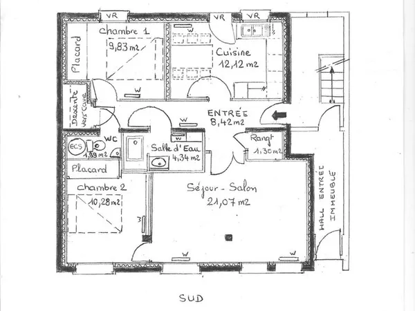 Appartement - 3 pièces - 69m2 - Cave - Saint Nazaire (44600)