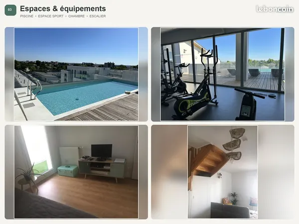 Duplex 3 chambres avec 2 loggias - Résidence avec piscine rooftop & salle de sport - Tram B à 2 min
