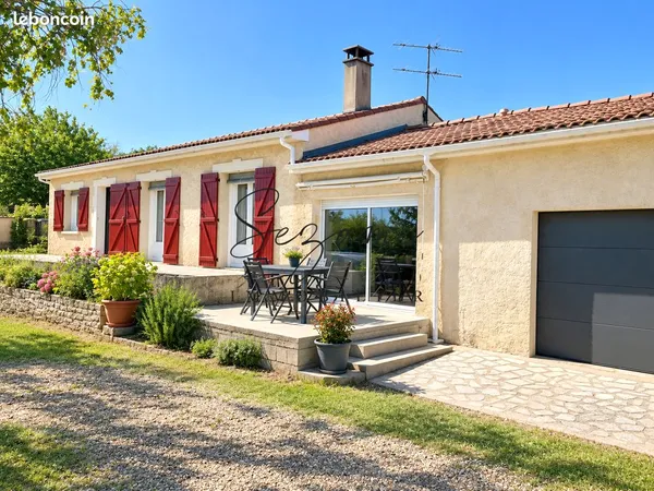 Marsac - 15 min Ouest Angoulême - Agréable Maison de plain-pied F4, gd garage, jardin clos