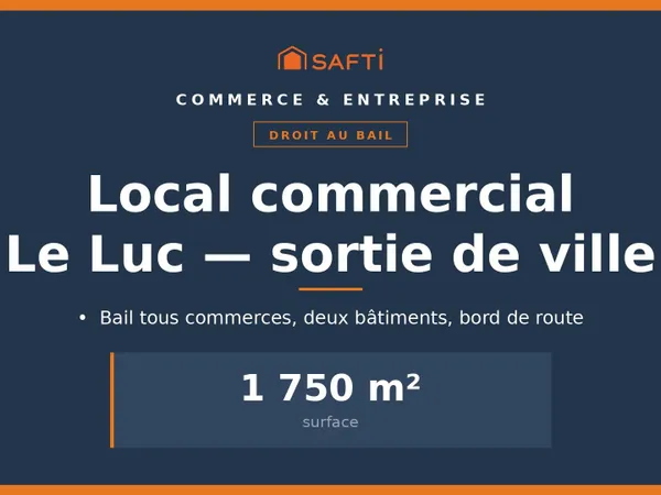 Droit au bail 1 750 m², Le Luc, tous commerces