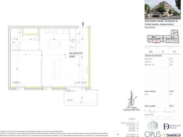 Appartement 2 pièces 46 m²