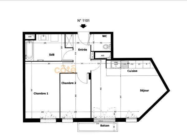 Appartement Pomponne 3 pièces 63.44 m²