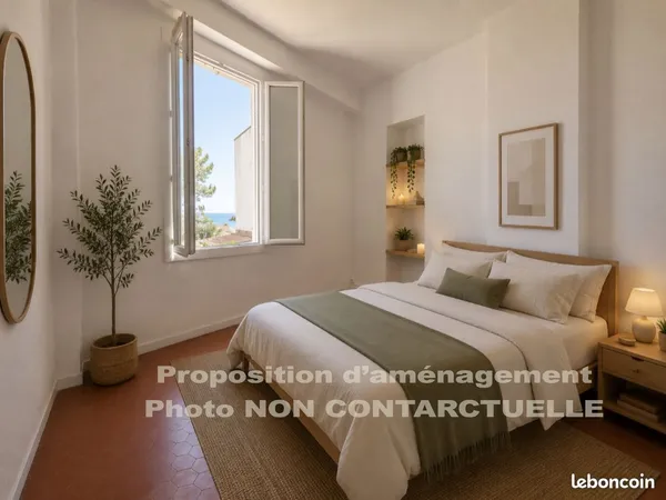 T2 de 45.5 m2 - Vue mer & Tomettes d'origine - Haut de l'Estaque + Garage en sus