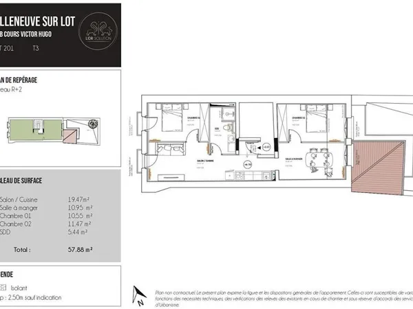 VILLENEUVE-SUR-LOT, PARC DE SAINT-CYR | T3 (58m² | 2ch) Lot201