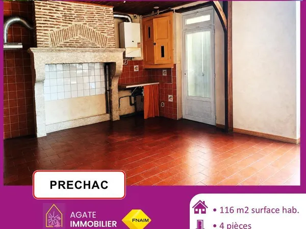 Maison de bourg a vendre 33730 prechac
