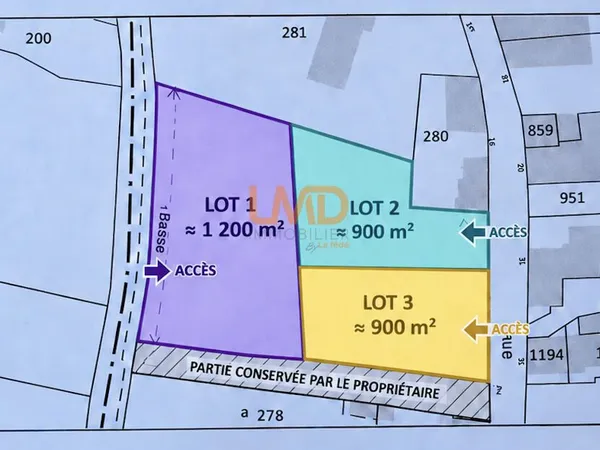 Terrain 900 m² Villeneuve-La-Comtesse