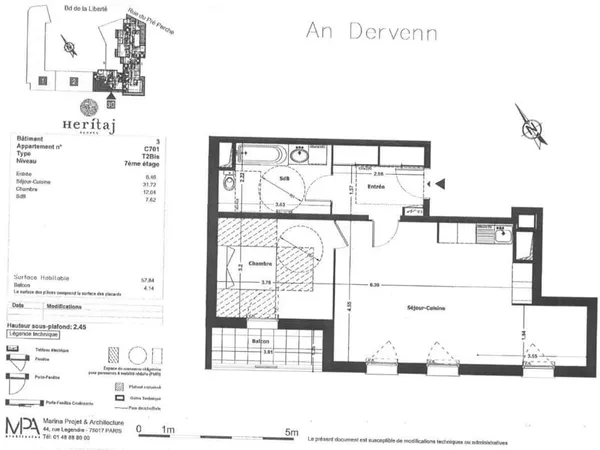 Appartement 3 pièces 57 m²