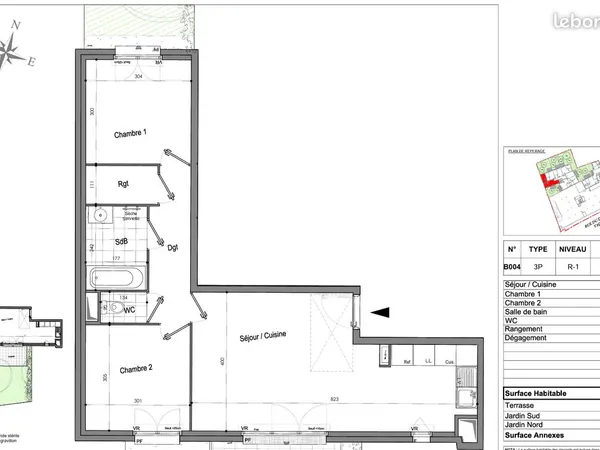 Appartement récent 3 pièces - 59m² - Centre ville