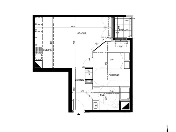 Appartement 2 pièce(s) 46.16 m2
