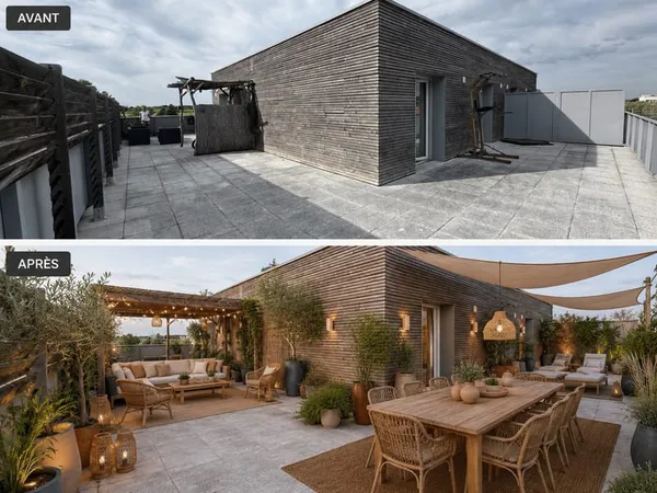Appartement T 3 avec toit terrasse et double garage.