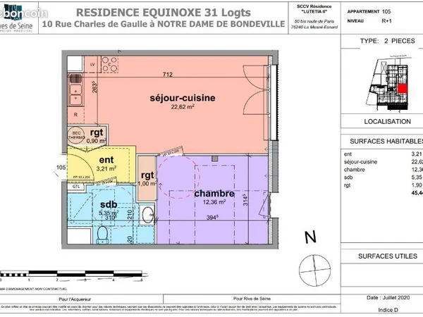 Appartement 2 pièces 45 m²