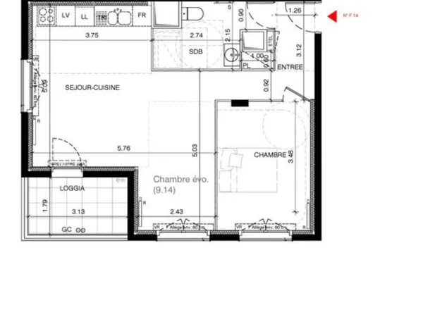 Appartement 2 pièces 54 m²