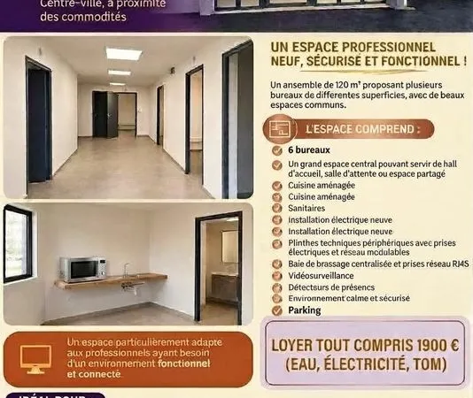 A louer Bureau Espace pro Tampon Centre ville