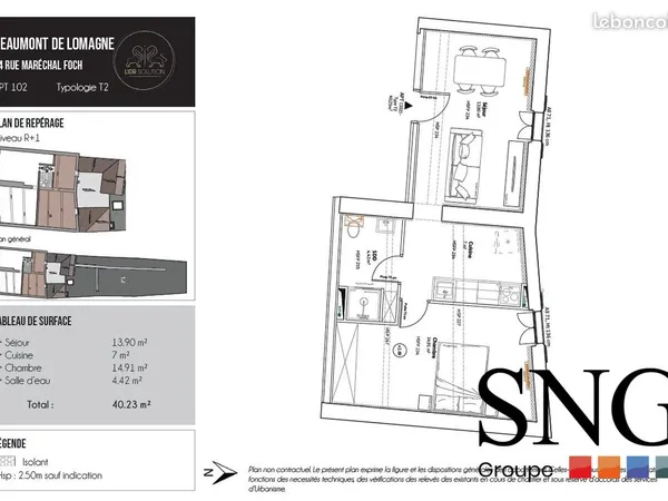 Appartement 2 pièces 39 m²