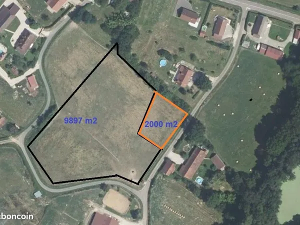 Terrain constructible Mervans 9897 m2 et 2000 m2