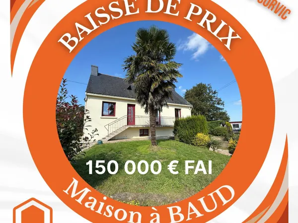 A BAUD, DANS HAMEAU, MAISON A RAFRAICHIR DE 103 M2 SUR TERRAIN DE 1000M2