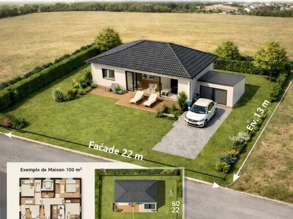Terrain constructible 769 m2 Façade 22 m Libre construct