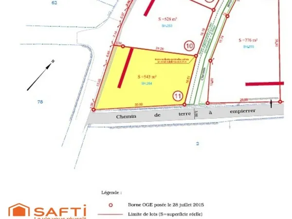 Terrain de 543 m² viabilisée (lot 11) - Le Puy