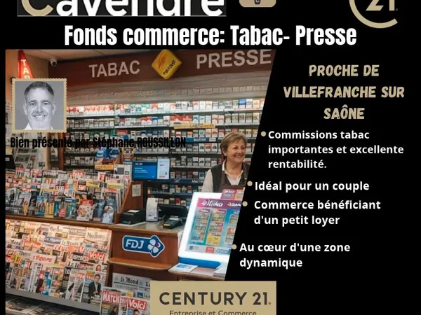 Fonds de commerce, tabac 41 m² VILLEFRANCHE SUR SAONE