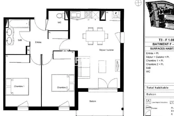Appartement 3 pièces 62 m²