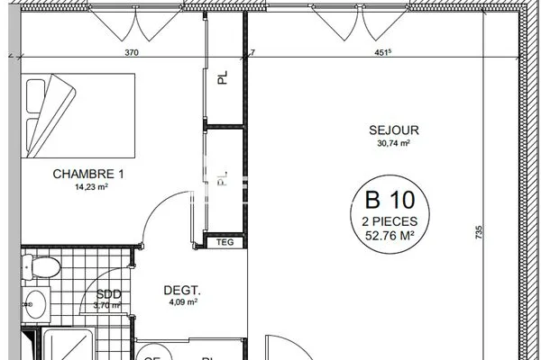Appartement meublé 2 pièces 53 m²