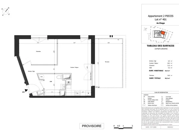 T2 Neuf 43.50m2 - 4éme étage - La-Roche-sur-Forn