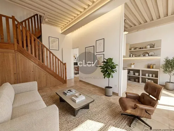 Caluire-et-Cuire - T3 duplex avec plafond à la française et vue sur le Rhône
