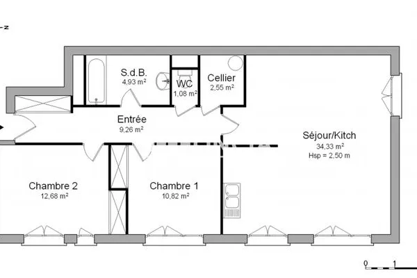 Appartement 3 pièces 76 m²