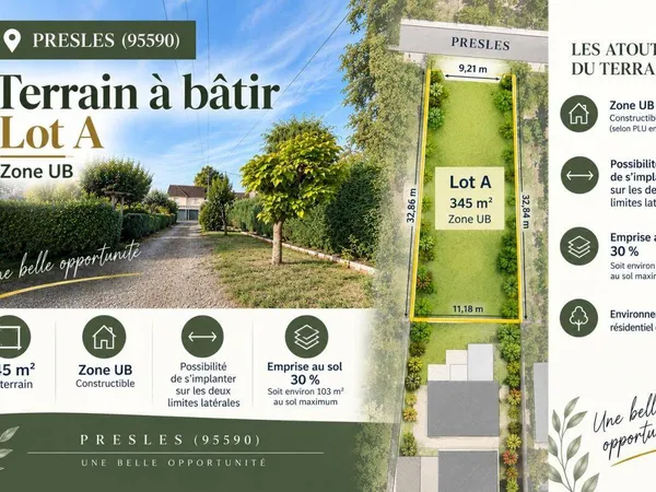 Terrain constructible 345 m²