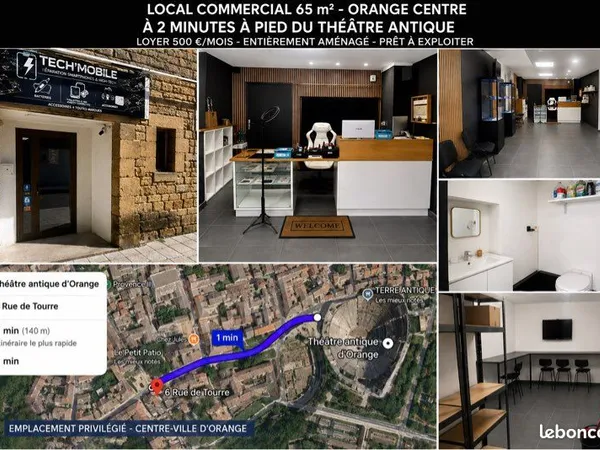 🚨 ORANGE CENTRE - LOCAL 65 m² AMÉNAGÉ - À 2 MINUTES À PIED DU THÉÂTRE ANTIQUE