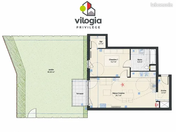 Illzach Kingersheim t2 neuf avec jardin privatif