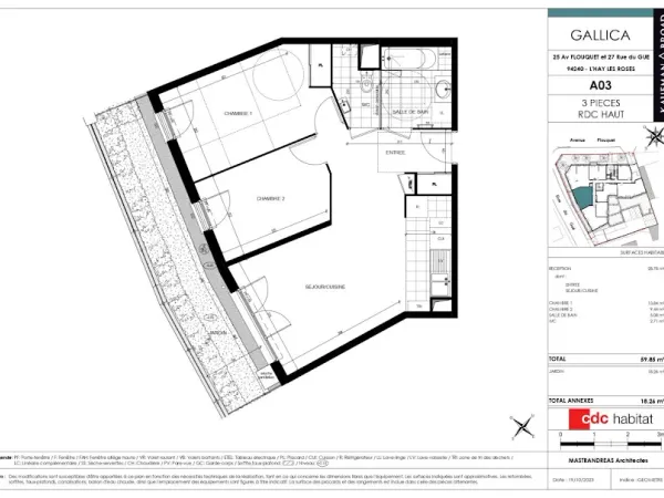 Appartement 3 pièces 60 m²