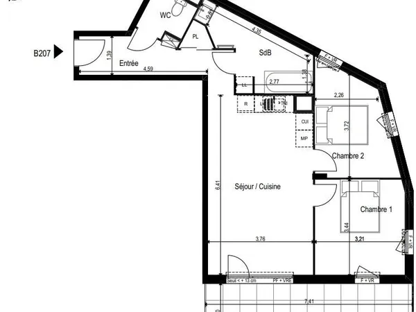 Appartement 3 pièces 61 m²