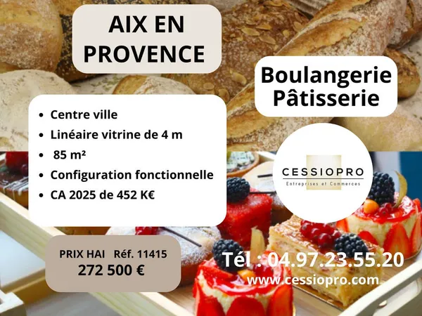 Fonds de commerce boulangerie-pâtisserie Aix-en-Provence centre