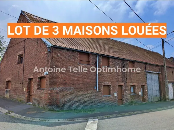 Le Cateau - Opportunité d'investissement locatif - rentabilité immédiate : Ensemble de 3 maisons lou