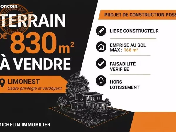 Terrain 830 m² Limonest