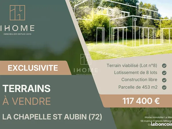 Terrain 453 m² LA CHAPELLE SAINT AUBIN