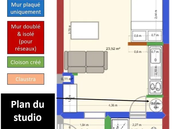 Studio 1 pièce 27 m²