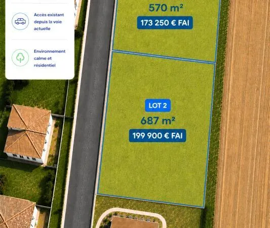 Terrain constructible et viabilisé 570 m² - Bourgneuf (17220)