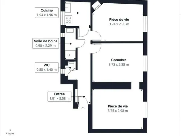 Appartement 3 pièces 45 m²
