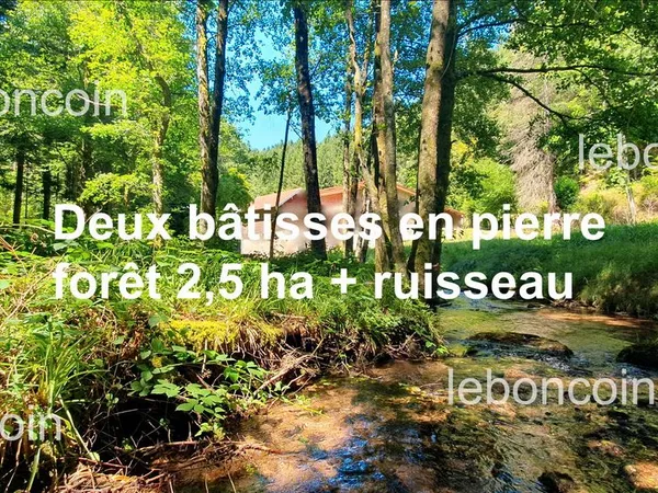 Propriété forestière - deux bâtisses en pierre - 2,5 hectares de forêt avec ruisseau - secteur donon