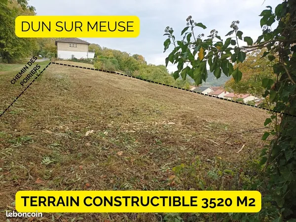 Terrain a batir avec vue panoramique - dun-sur-meuse (secteur dun haut)