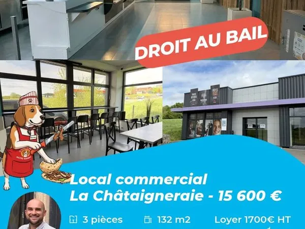 Local commercial de 130 m² avec grande réserve à La Châtaigneraie — Cause départ à la retraite