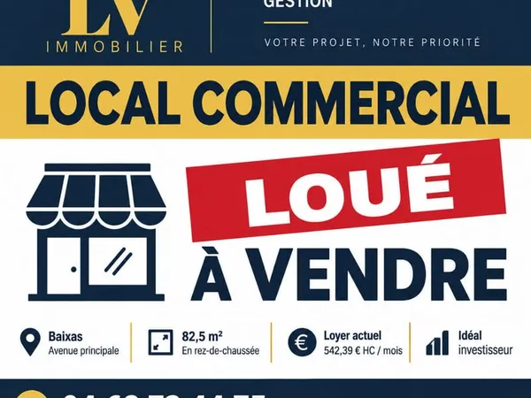 A vendre local commercial de plus de 80 m²