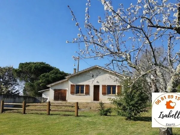Maison de 75 m² de plain-pied individuelle, 2 chambres, vue sur les Pyrénées, avec très beau terrain