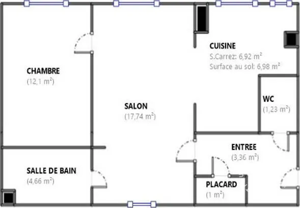 Appartement 2 pièces 47 m²