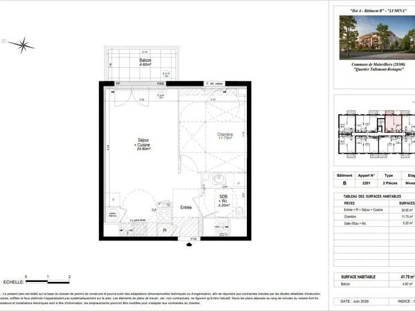Appartement 2 pièces 42 m²
